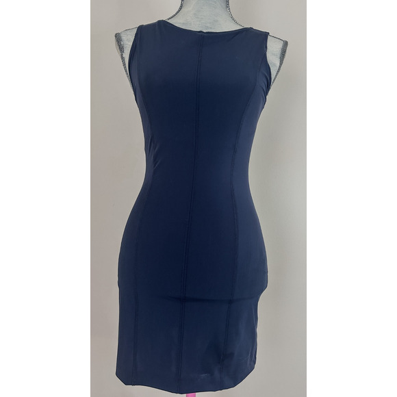 Zara Dresses & Skirts - Zara Delicate Mini Midi Dress Sleeveless Navy Blue Exposed Seams Size Small